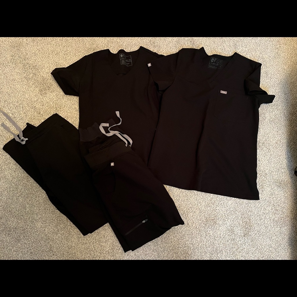 Figs XS black scrub set
